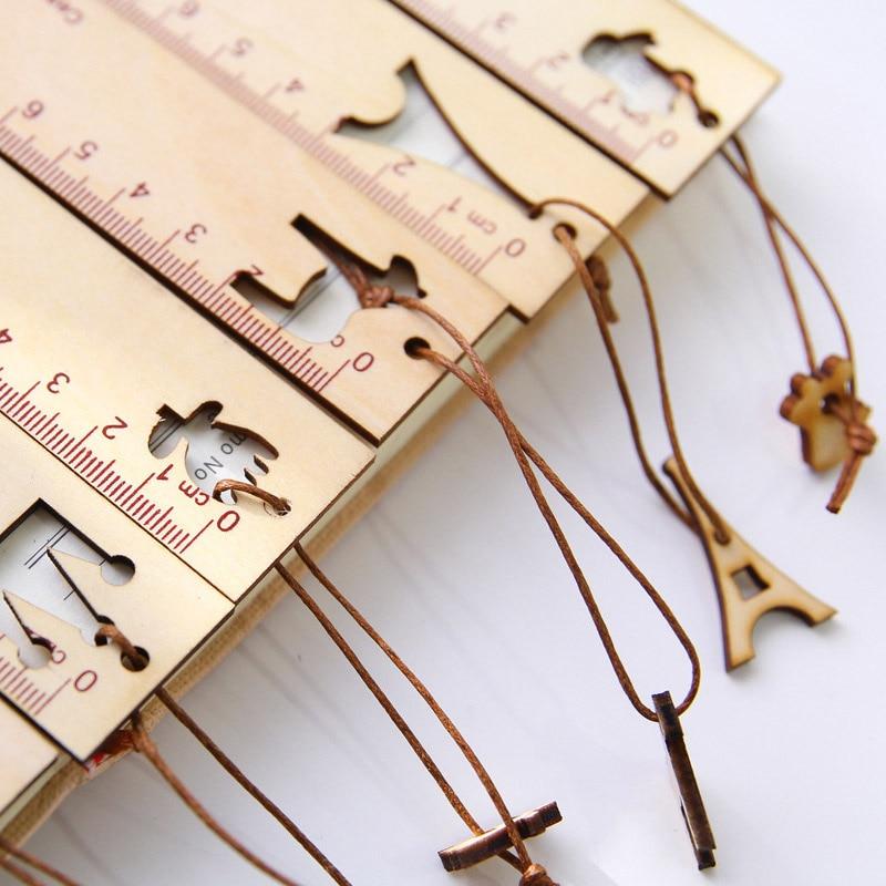 Cute cartoon animal crown pendant wooden ruler