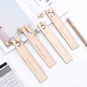 Cute cartoon animal crown pendant wooden ruler